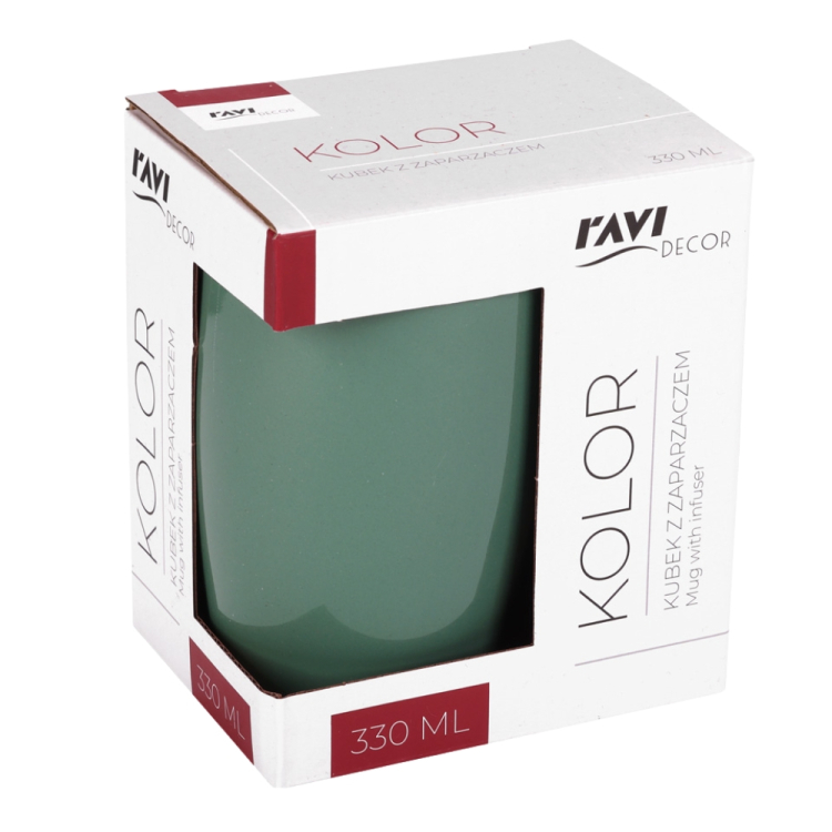 Kubek KOLOR 330ml z zaparzaczem GREEN RAVI